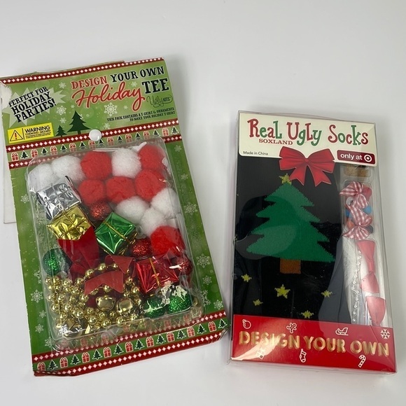 Ugly Christmas shirt and sock craft kits - Picture 1 of 3